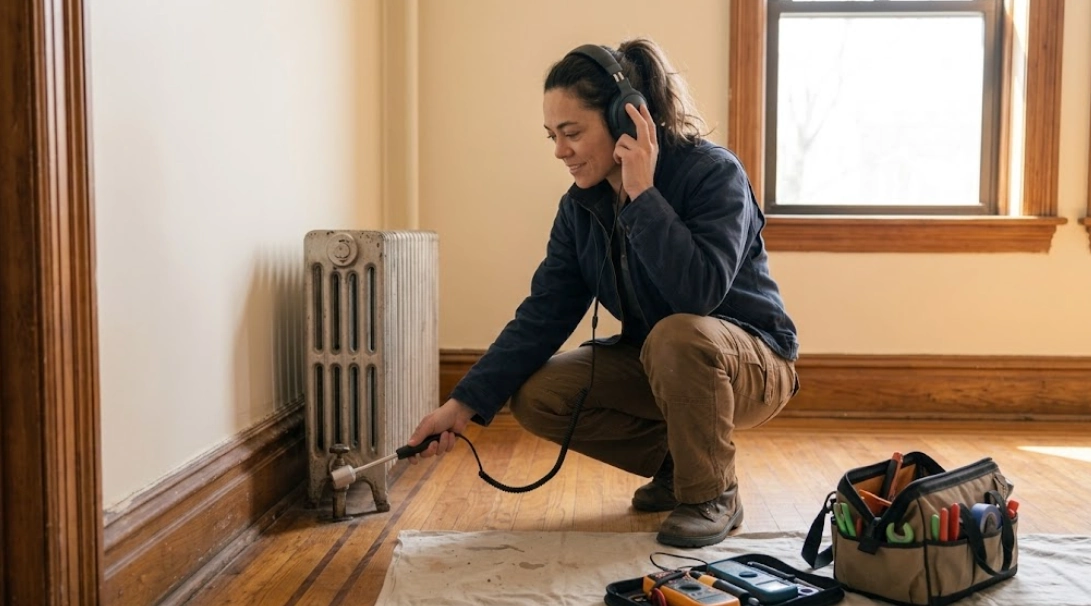 Acoustic and thermal leak detection Co-op City Bronx residential building inspection